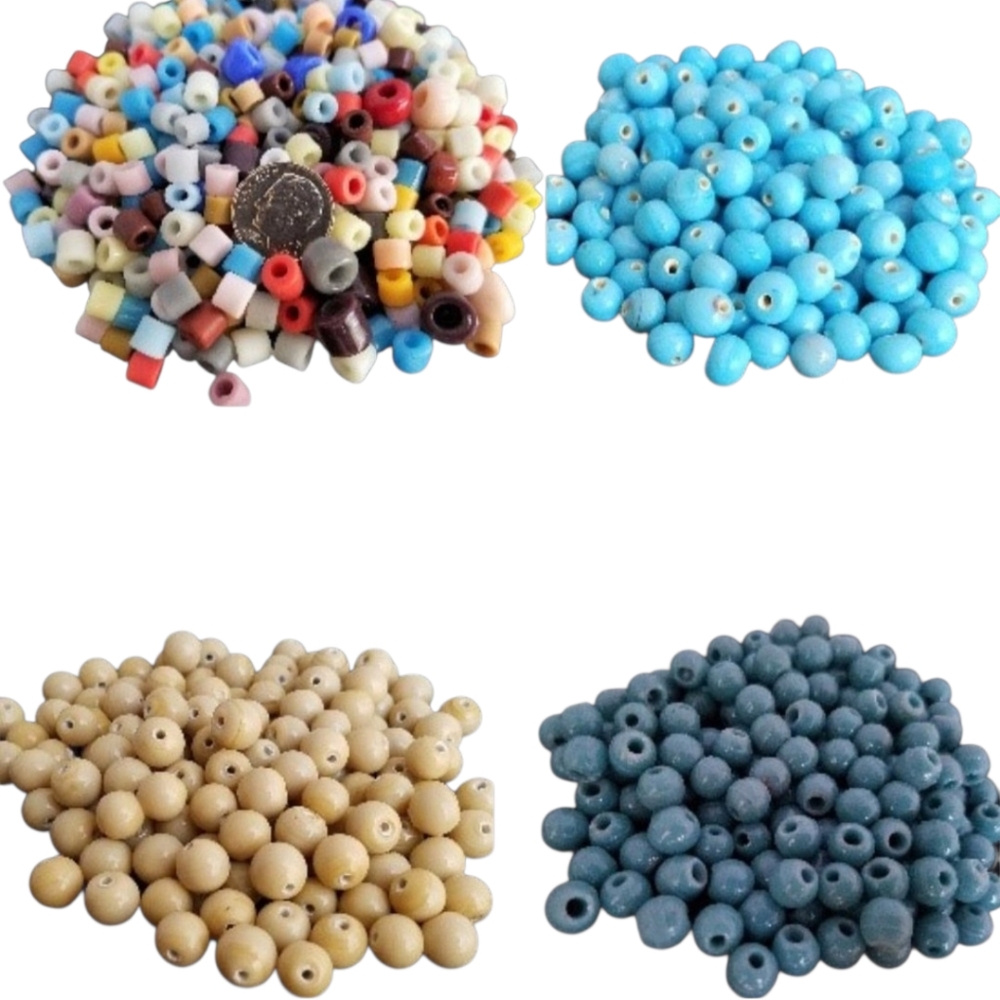 550+ BEADS Crow Pony multi colored blue creamy beige new vintage